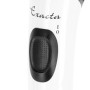 Weiße Westfalia Exacta Akku-Schermaschine, Detail des schwarzen Ein-/Ausschalters mit Logo. Für Hundefellpflege.