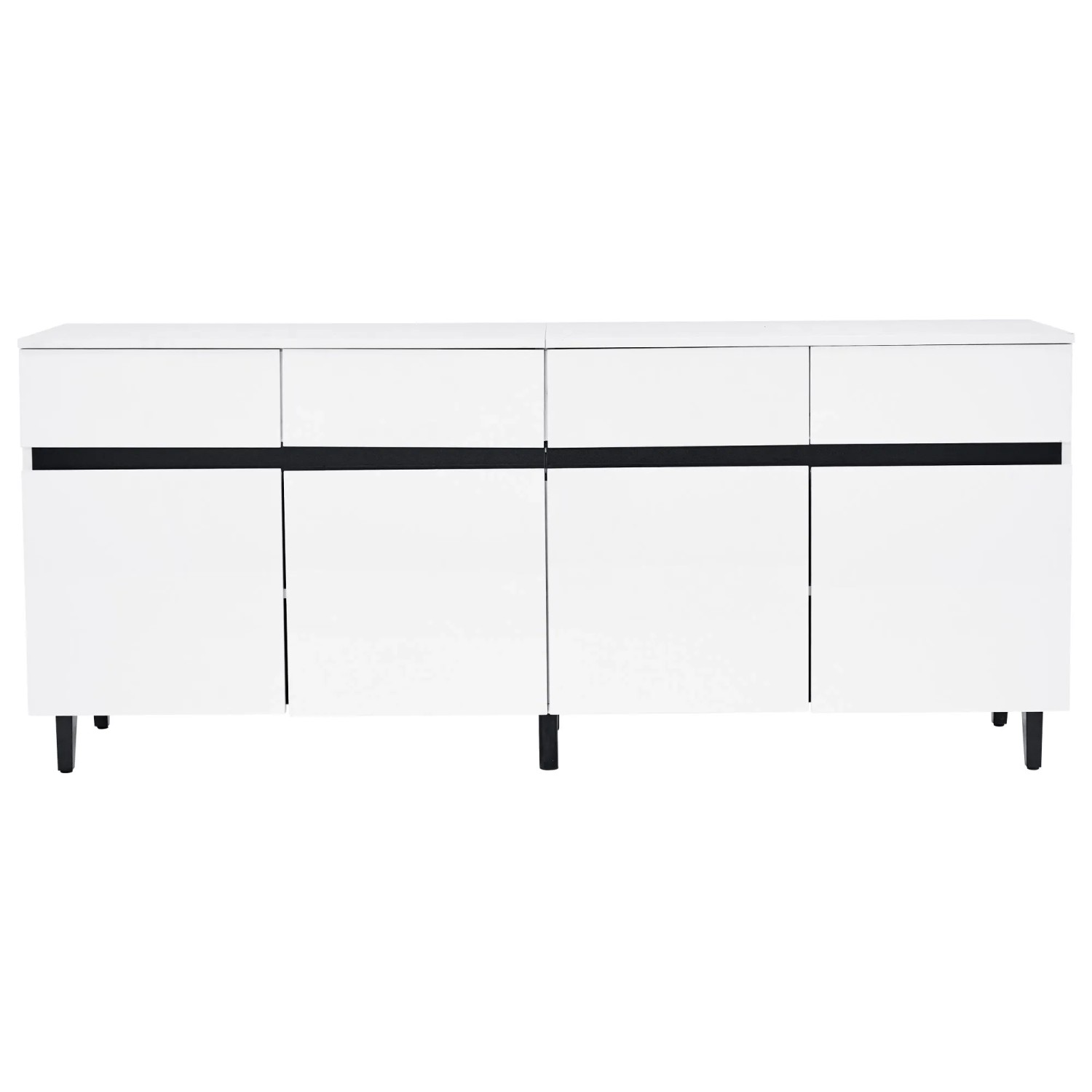 ModernLuxe Sideboard mit 4 Türen 4 Schubladen Verstellbaren Spanplatte Hochglanz Weiß