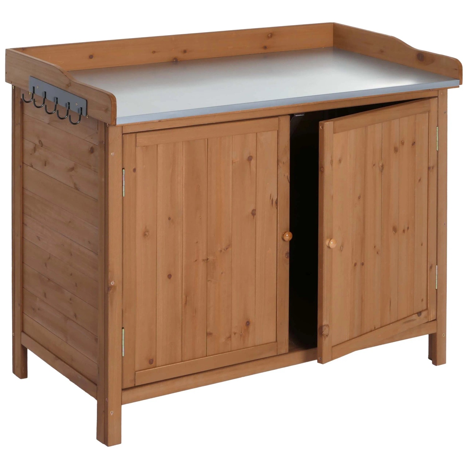 MCW Gartenschrank mit Arbeitsplatte L69 Pflanztisch Holz 86x104x52cm Braun