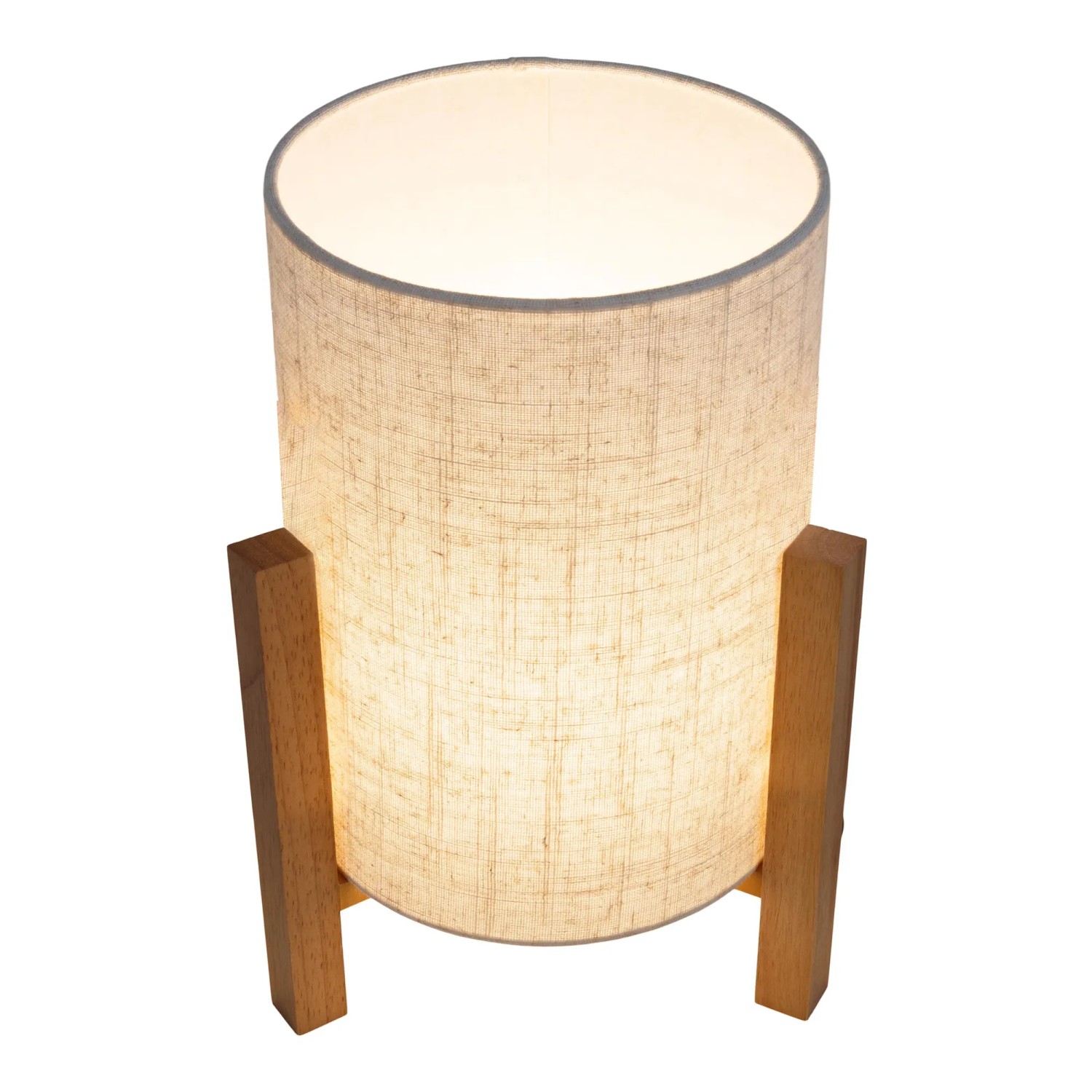 Näve Tischleuchte Matilda mit Leinen-Schirm und Holzfuß, Design-Tischlampe für wohnliche Lichtakzente.