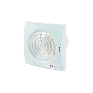 Weißer VENTS Abluftventilator Quiet 150 T für Wand und Decke mit Nachlauf.