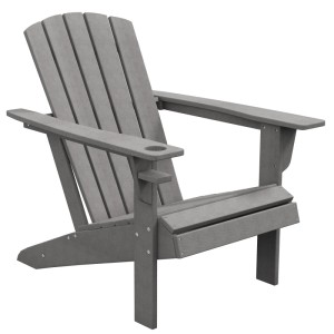 Grauer Outsunny Gartenstuhl aus HDPE mit Getränkehalter, 75B x 87T x 90H cm.