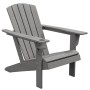 Grauer Outsunny Gartenstuhl aus HDPE mit Getränkehalter, 75B x 87T x 90H cm.
