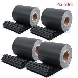Sekey PVC Sichtschutzstreifen, 4 Rollen à 50m, anthrazit, mit Befestigungsclips für Doppelstabmatten.