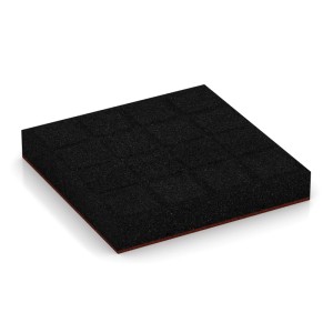 Quadratische, ziegelrote WARCO Fallschutzplatte, 50x50x8 cm, für Spielplätze und Outdoor-Bereiche.