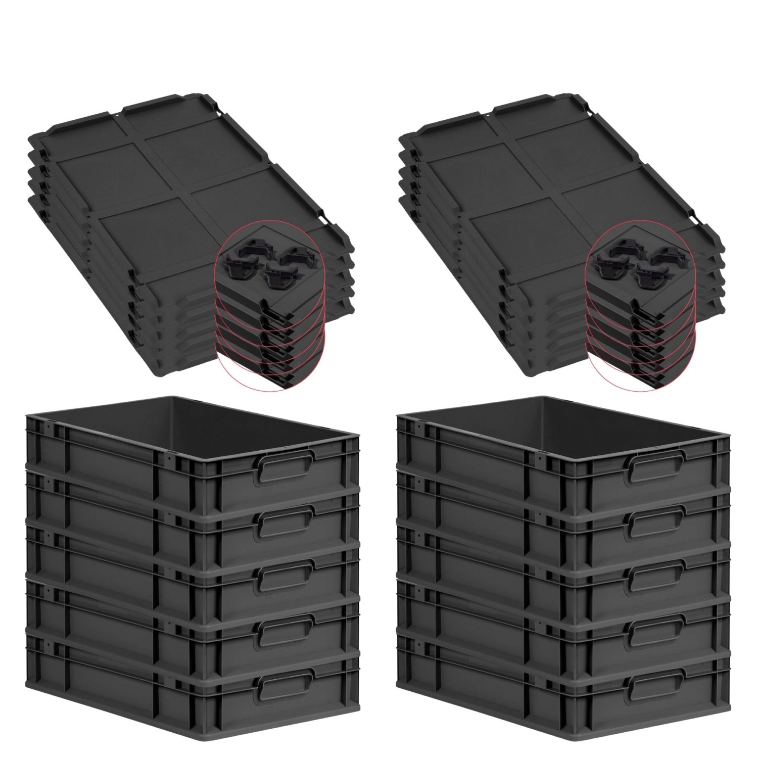 PROREGAL SparSet 10x Eurobox Nextgen Grip Mit Auflagedeckel Und Schwarzen V günstig online kaufen