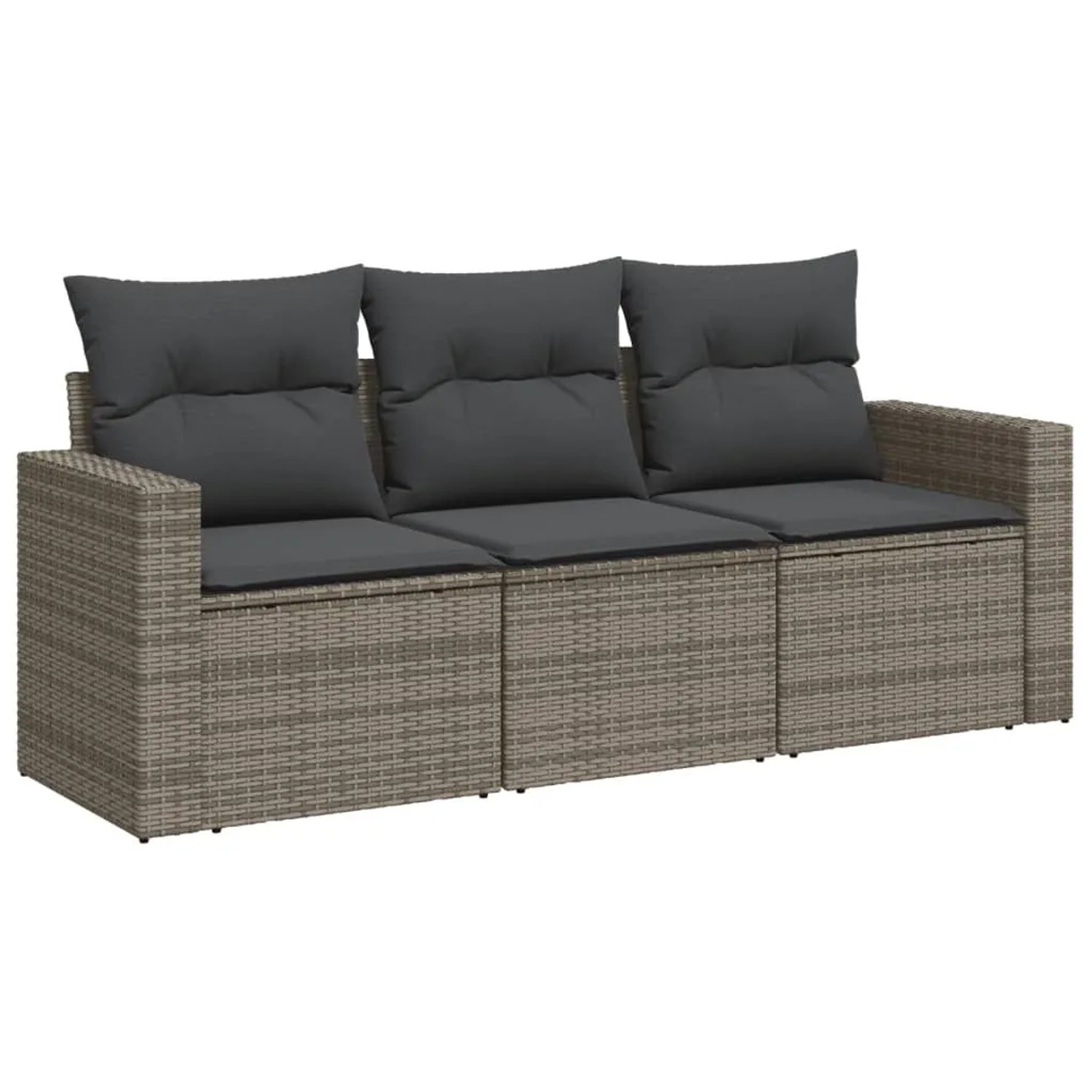 vidaXL 3-Tlg Garten-Sofagarnitur mit Kissen Grau Poly Rattan 3250997 günstig online kaufen