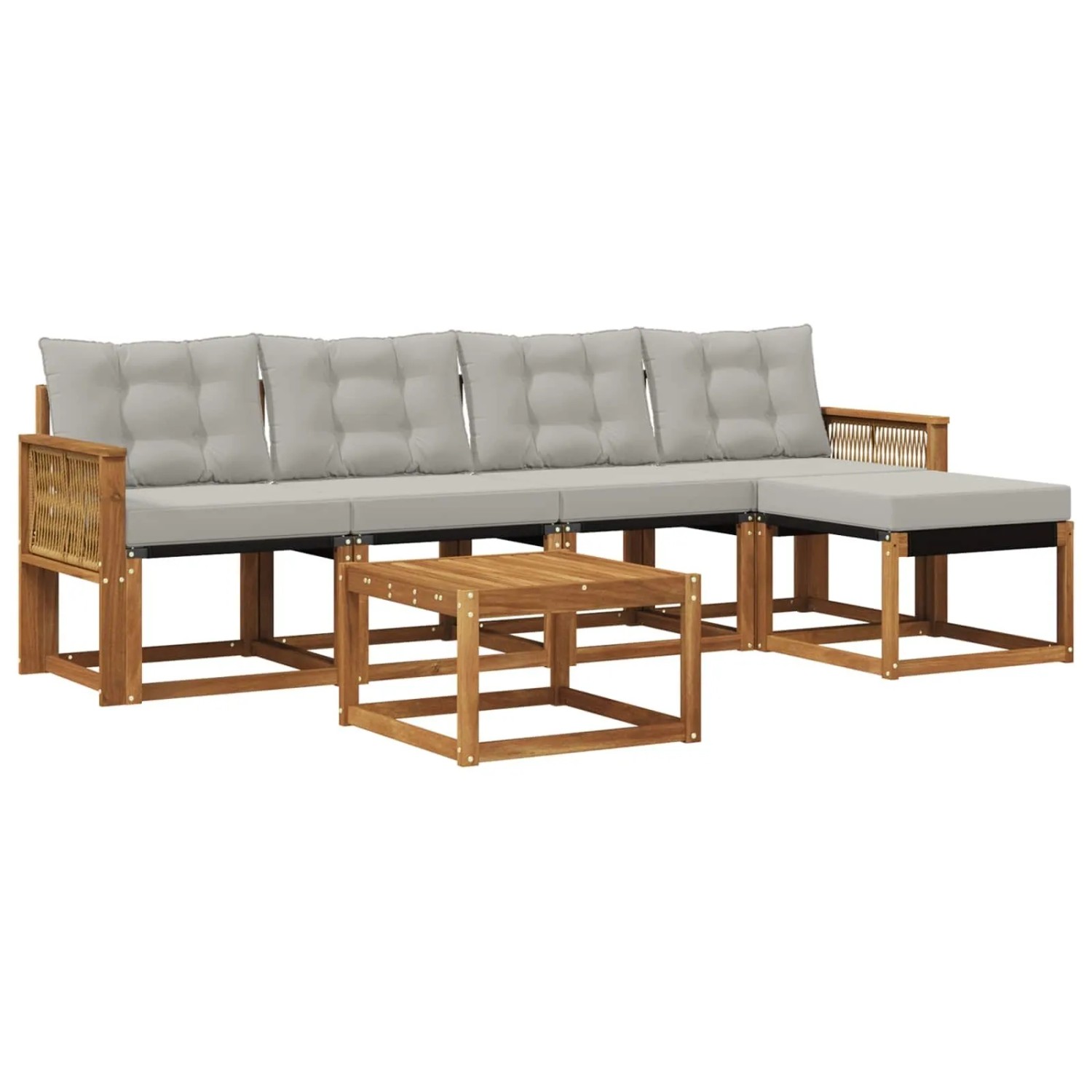 vidaXL Outdoor-Sofagarnitur mit Kissen 6 Stk Natur und Hellgrau 3381907