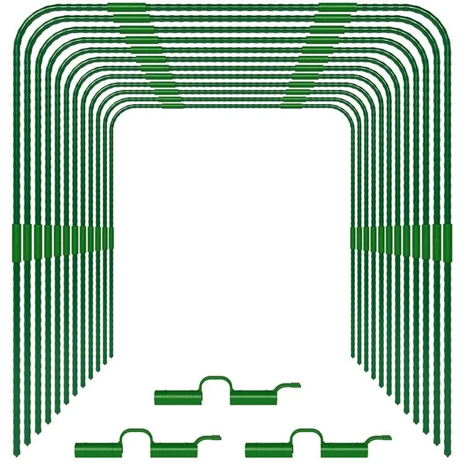 TTL GARDEN Pflanztunnel Vario 100 Bogen 108 x 106 cm 12er Set mit 60 Clips Beet Tunnel Frühbeet Gewächshaus Folientunnel Garten Pflanzen Schutz