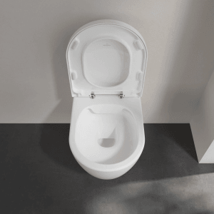 Villeroy & Boch Avento WC-Set, Tiefspüler in Alpinweiß mit offenem WC-Sitz.