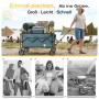 Sunula Bollerwagen, faltbar, grün, mit Campingausrüstung beladen. Ideal für Camping & Freizeit.
