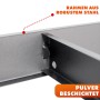 Detailaufnahme: Anthrazit-graues KARAT Schwerlastregal Rhino, pulverbeschichteter Stahlrahmen.