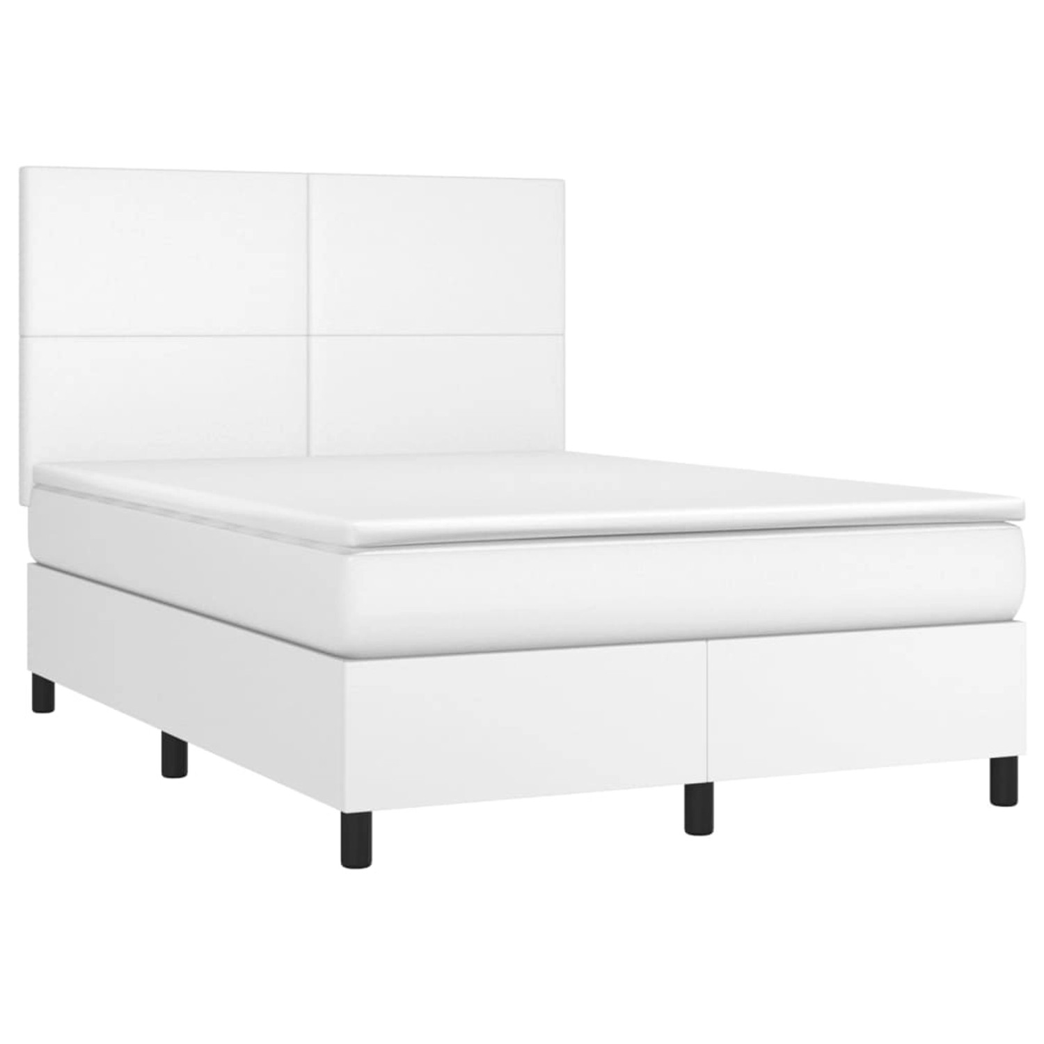 vidaXL Boxspringbett mit Matratze & LED Weiß 140x190 cm Kunstleder 3135820 günstig online kaufen