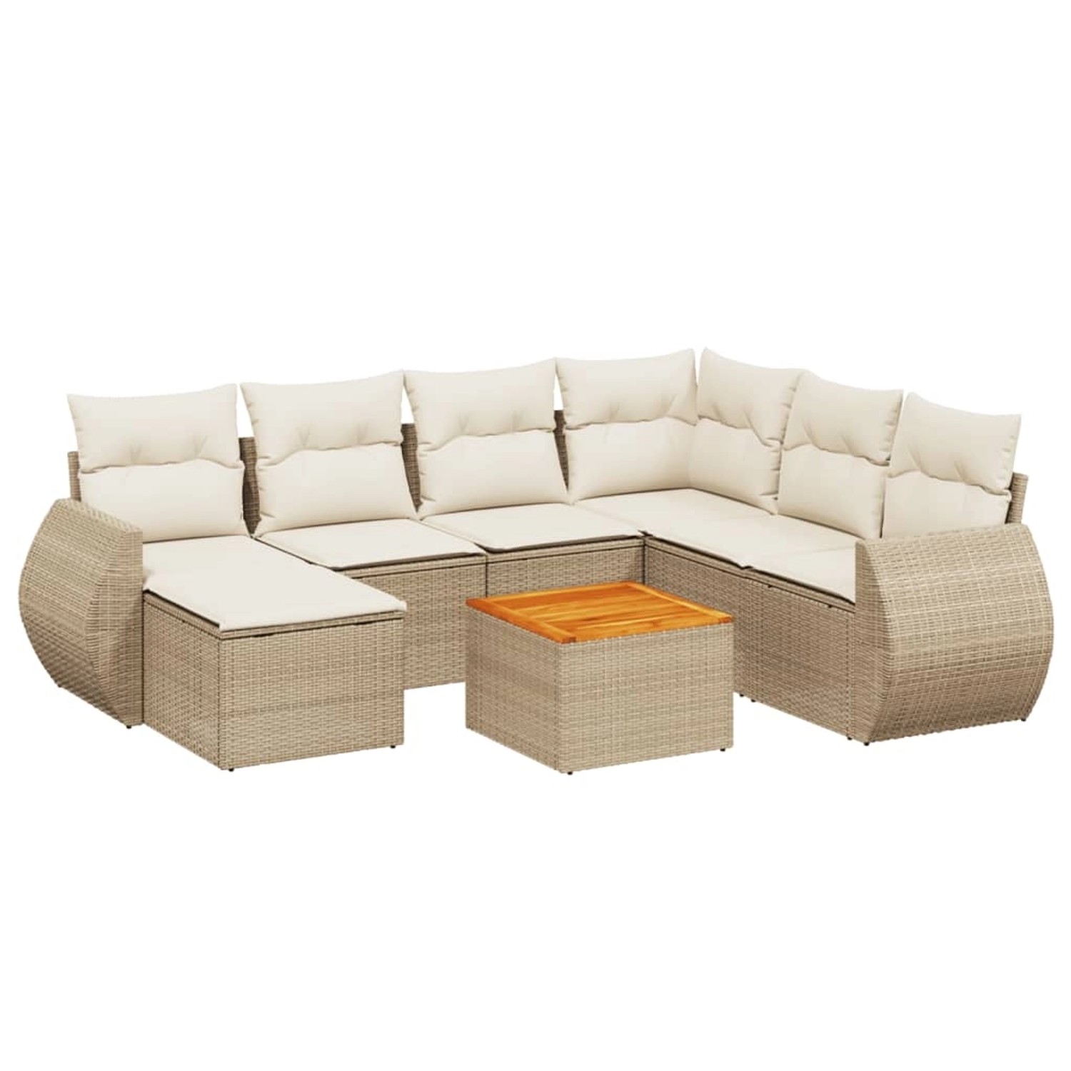 vidaXL 8-Tlg Garten-Sofagarnitur mit Kissen Beige Poly Rattan 3257451