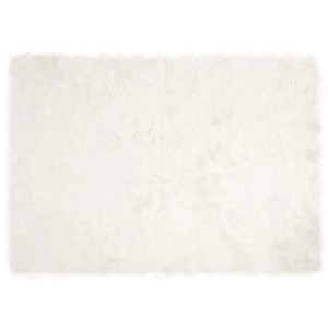 Weißer vidaXL Kunstschaffell Teppich Tafalla, 140x200 cm, aus weichem Polyester.