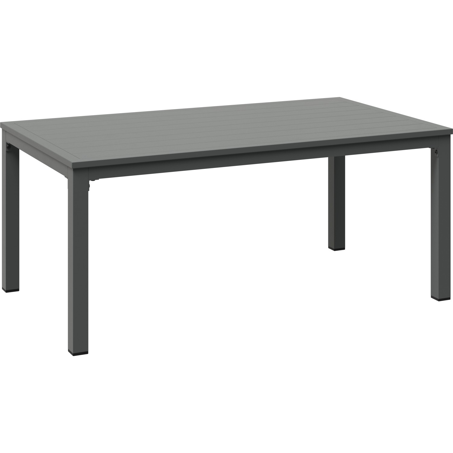 Tisch der Moonbeam Loungegruppe, anthrazitfarben, aus Aluminium für Essgruppen im Garten.