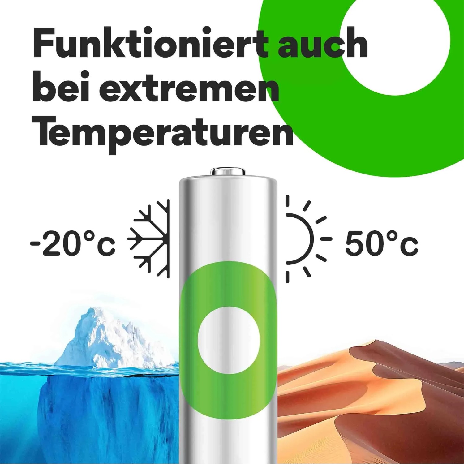 GP Recyko AAA Akku, 850 mAh, 4er-Pack, wiederaufladbar, für extreme Temperaturen geeignet.