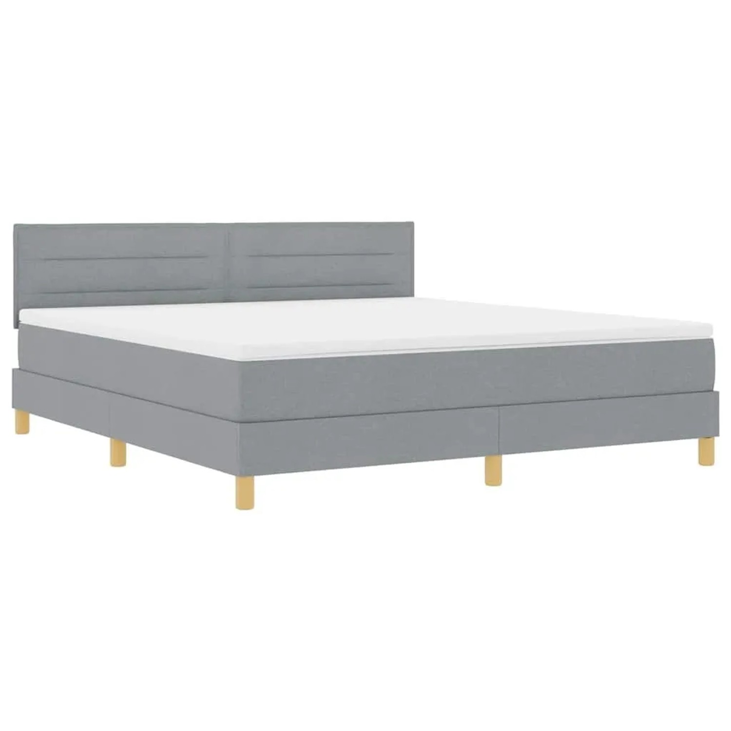 vidaXL LED Boxspringbett mit Matratze Hellgrau 180 x 200 cm Stoff 3342380