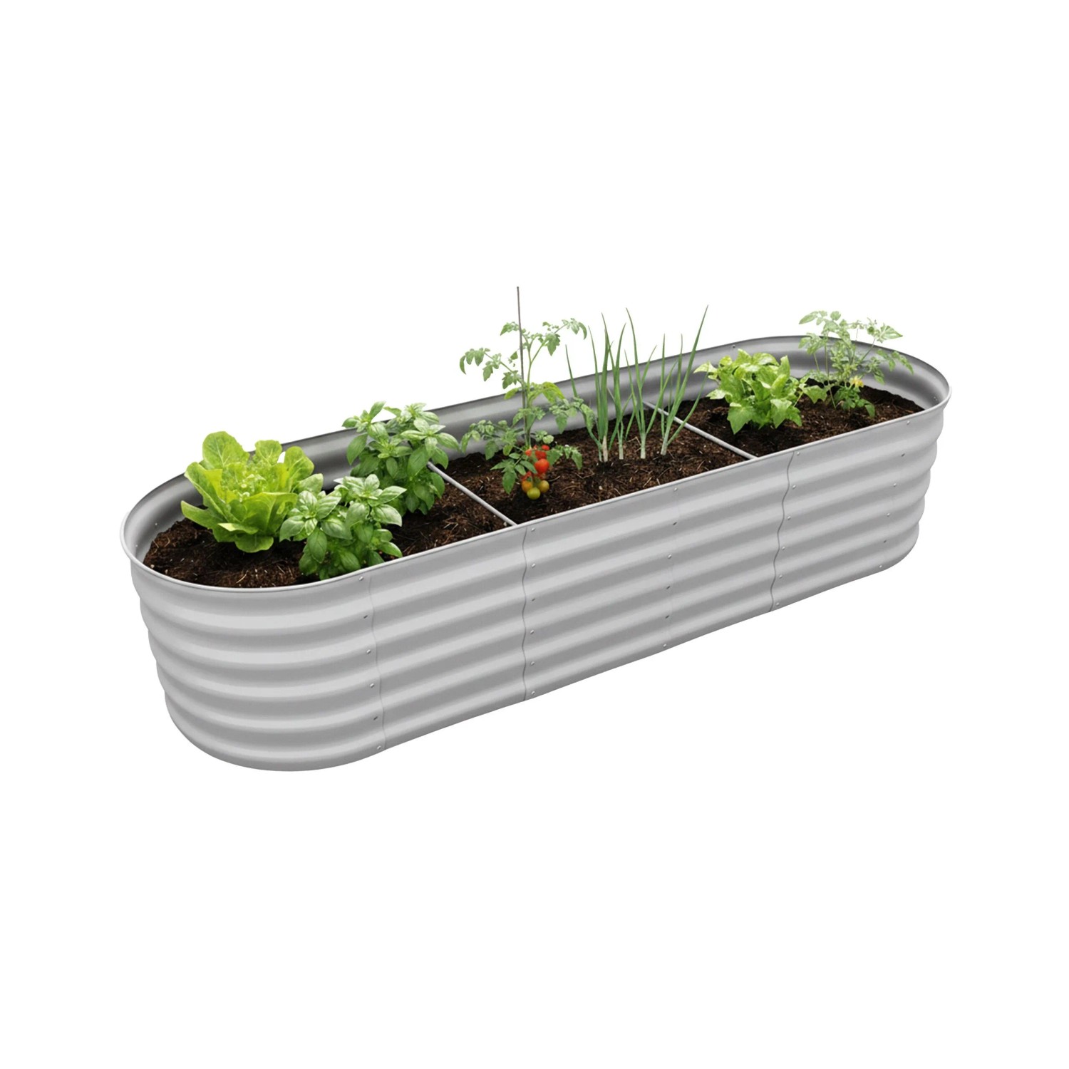 Relaxdays Hochbeet Metall Verzinkt Hellgrau Halbrund Bodenfrei 240 cm x 60 cm x 45 cm 14,5 kg