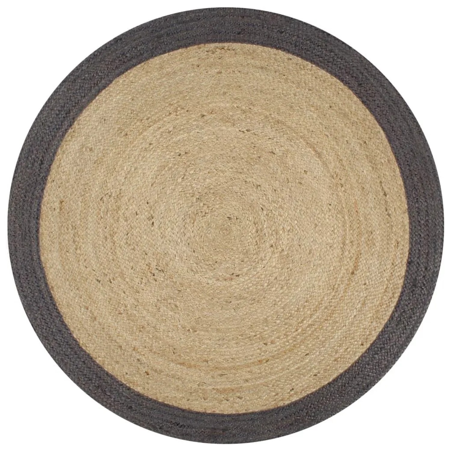 vidaXL Teppich Handgefertigt Jute mit Dunkelgrauem Rand 120 cm 133678