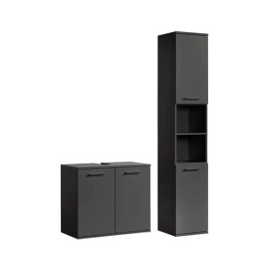 mokebo Badmöbel-Set „Der Steuermann“: 2-teiliges Badezimmermöbel-Set in Anthrazit.