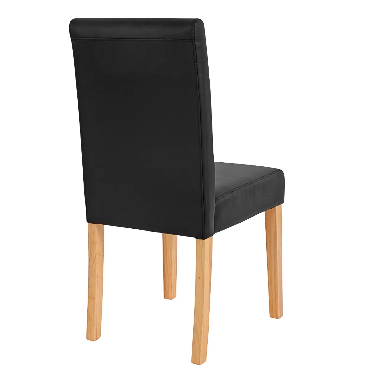MCW Esszimmerstuhl Littau 2er-Set, Kunstleder schwarz, helle Holzbeine.
