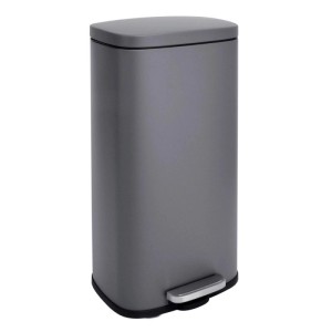 Grauer Svita TQ30 Treteimer, 30L, aus pulverbeschichtetem Stahl mit Softclose Deckel. Ideal für Küche & Bad.