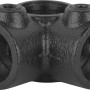 Schwarzes, mattes 90° Eckstück für 2,7 cm Stahlrohre zum Möbelbau.