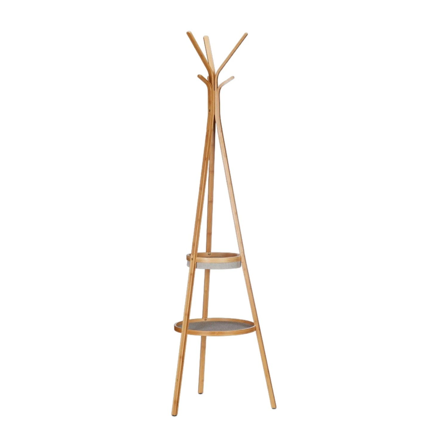 Relaxdays Garderobe Bambus Natur mit Ablagen Freistehend 171 cm x 50 cm x 50 cm
