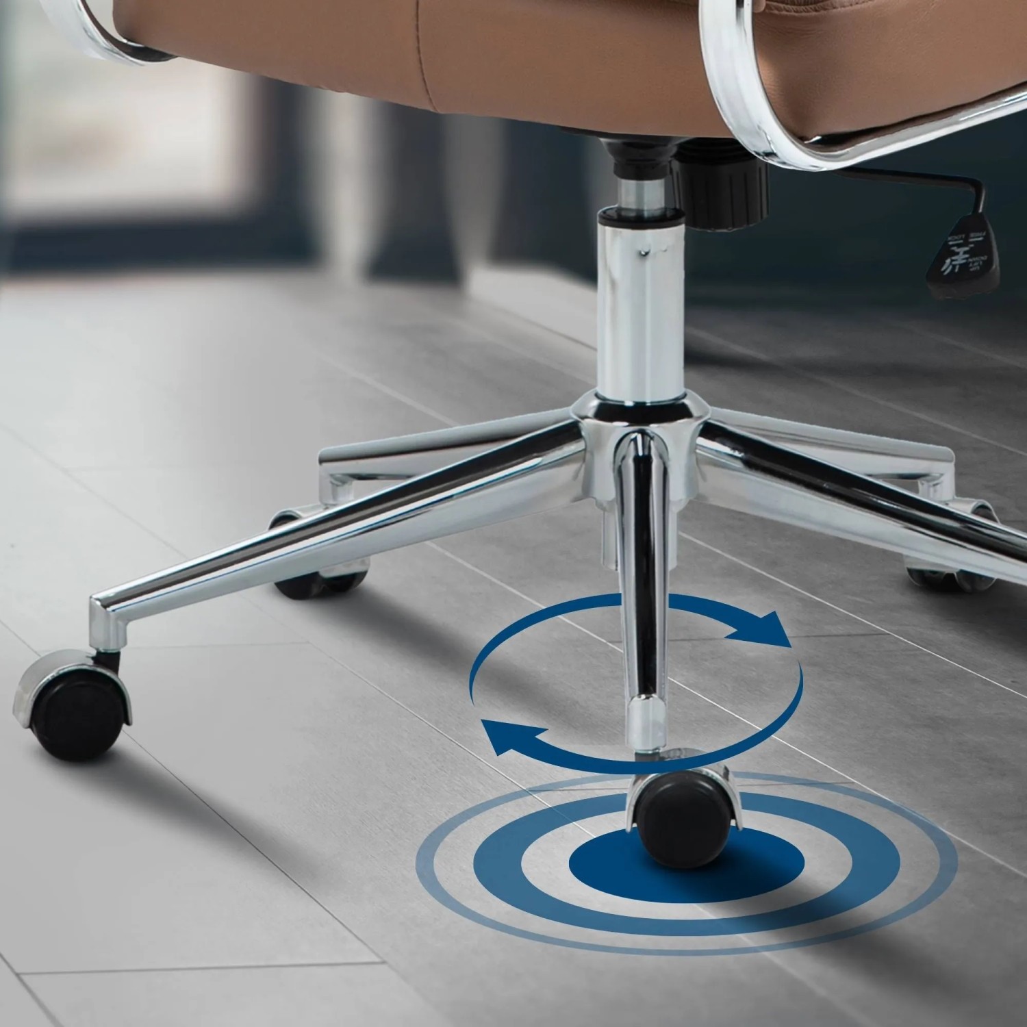 DELUKE Bürostuhl Ergonomisch EVOK Schreibtischstuhl Echtleder Höhenverstellbarer Drehstuhl Computerstuhl 130 Kg Hellbraun_5