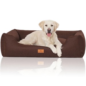 Knuffelwuff Hundebett Lotte Velours XL, 105x75 cm, braun mit Golden Retriever