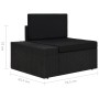 Schwarzes vidaXL Garten-Lounge-Set aus Polyrattan, ein Ecksofa-Element mit Kissen.