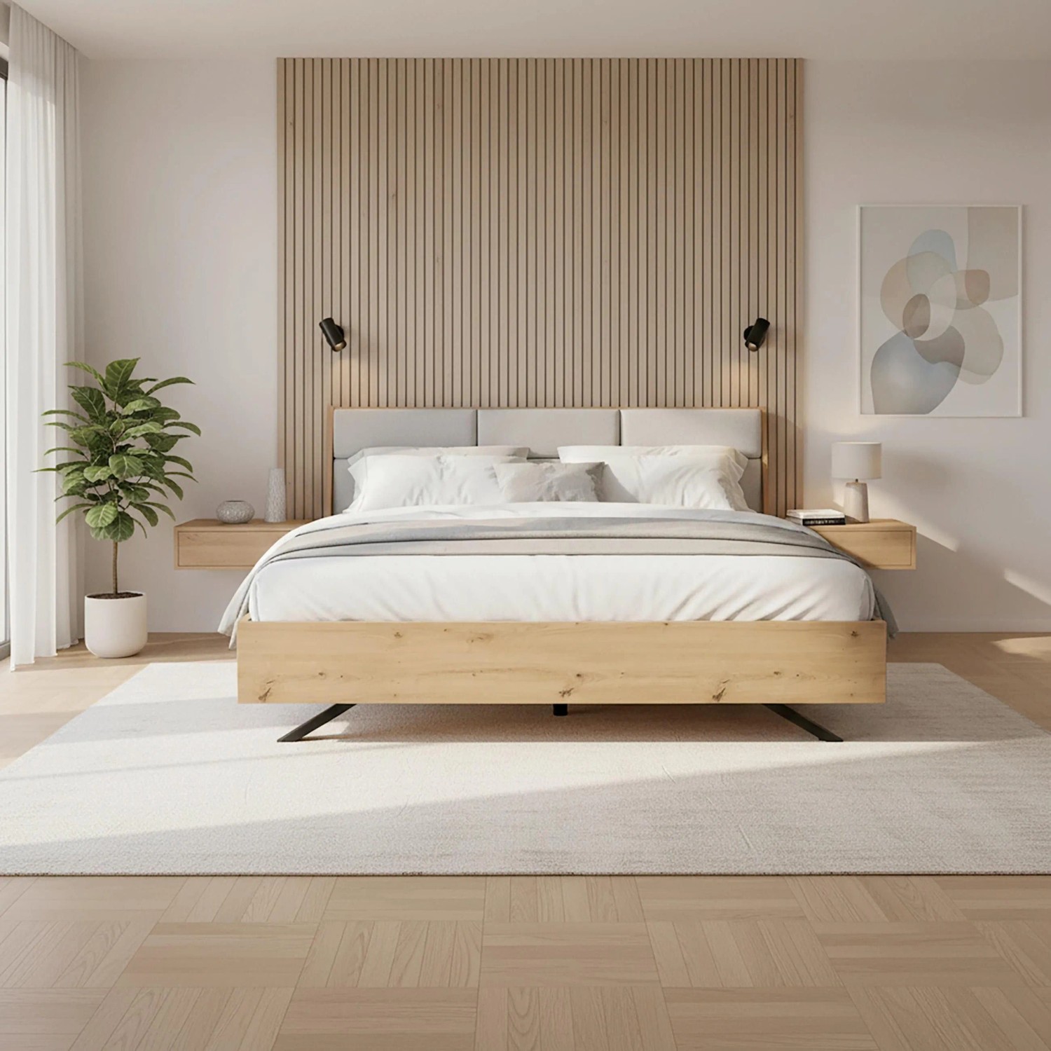 Bessagi Home Bett Dormio Eiche/ Champagner ca. 180x200 cm