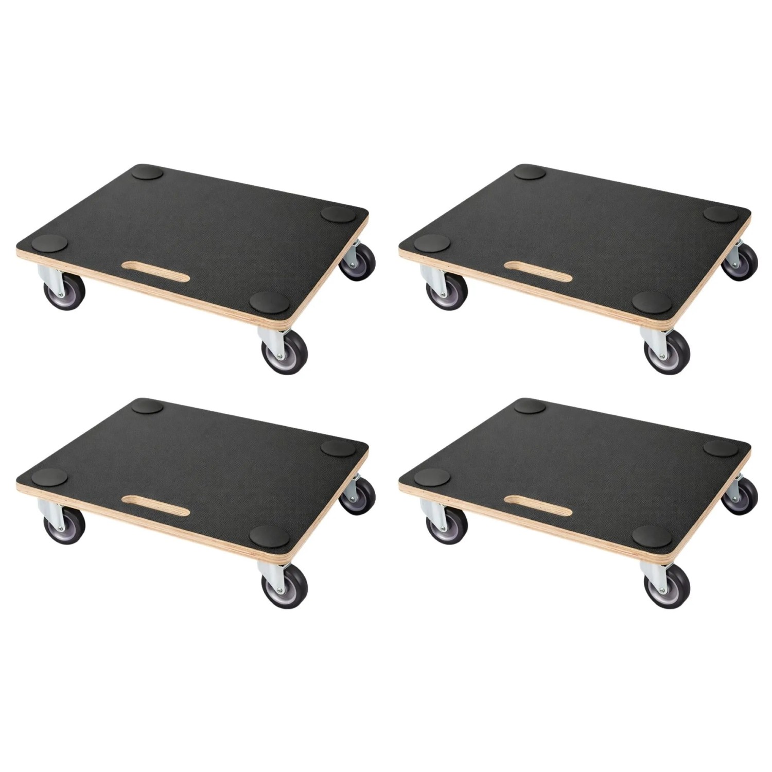 PROREGAL Mega Deal 4x Profi Transportroller HERCULES 50x50cm Traglast 150kg 4 Gummirollen & Griff Siebdruckplatte Rollbrett Möbelroller Transporthilfe