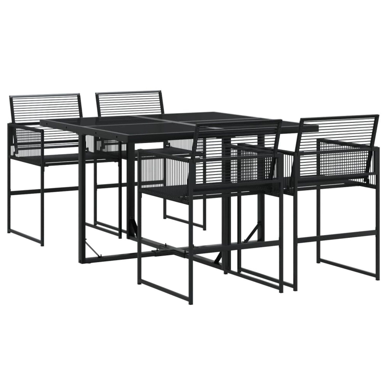 vidaXL 5-Tlg Garten-Essgruppe Schwarz Poly Rattan 3295048 günstig online kaufen