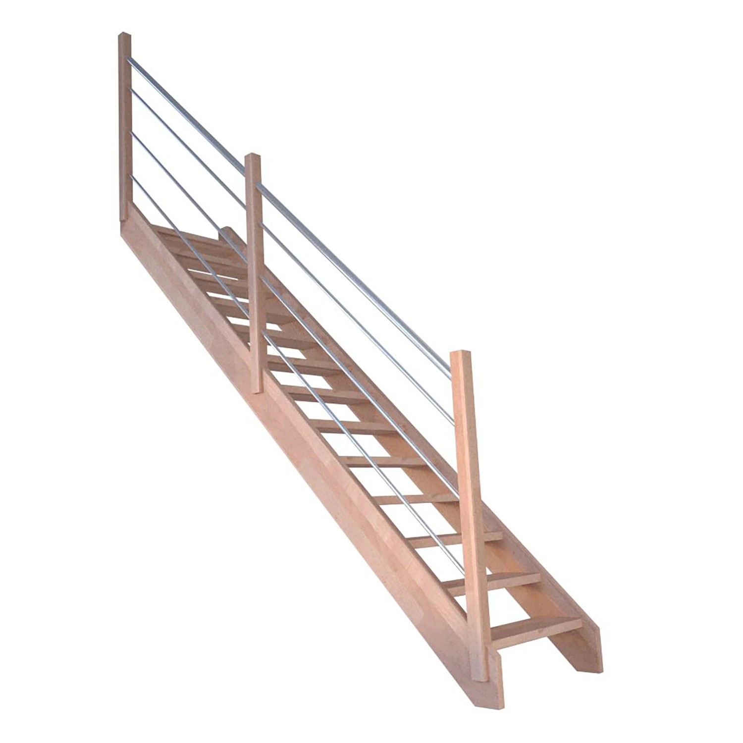 Treppe Mykonos Pro Buche Gerade 80 cm Holz-Edelstahl-Geländer L FSC® günstig online kaufen