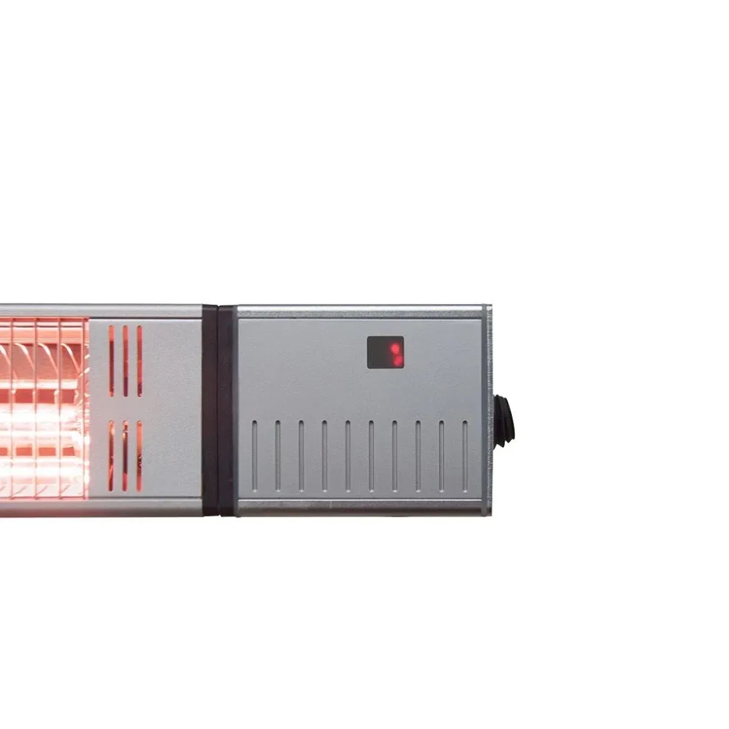Elektrischer Wand-Terrassenstrahler Pegasus, 1500W, silberfarben, mit Heizstäben.