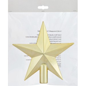 Goldene Baumspitze Stern, 20cm. Dekorativer Baumbehang in glänzendem Gold.