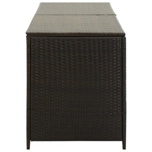Braune furnicato Gartenbox aus Poly Rattan, 200x50x60 cm, ideal zur Aufbewahrung von Gartenartikeln.