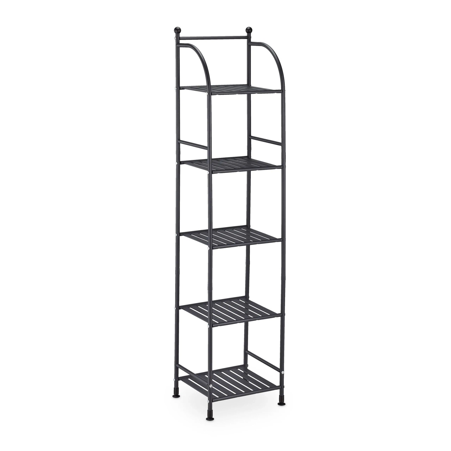 Relaxdays Standregal Metall Schwarz 5 Ablagen 145 cm x 33 cm x 28 cm