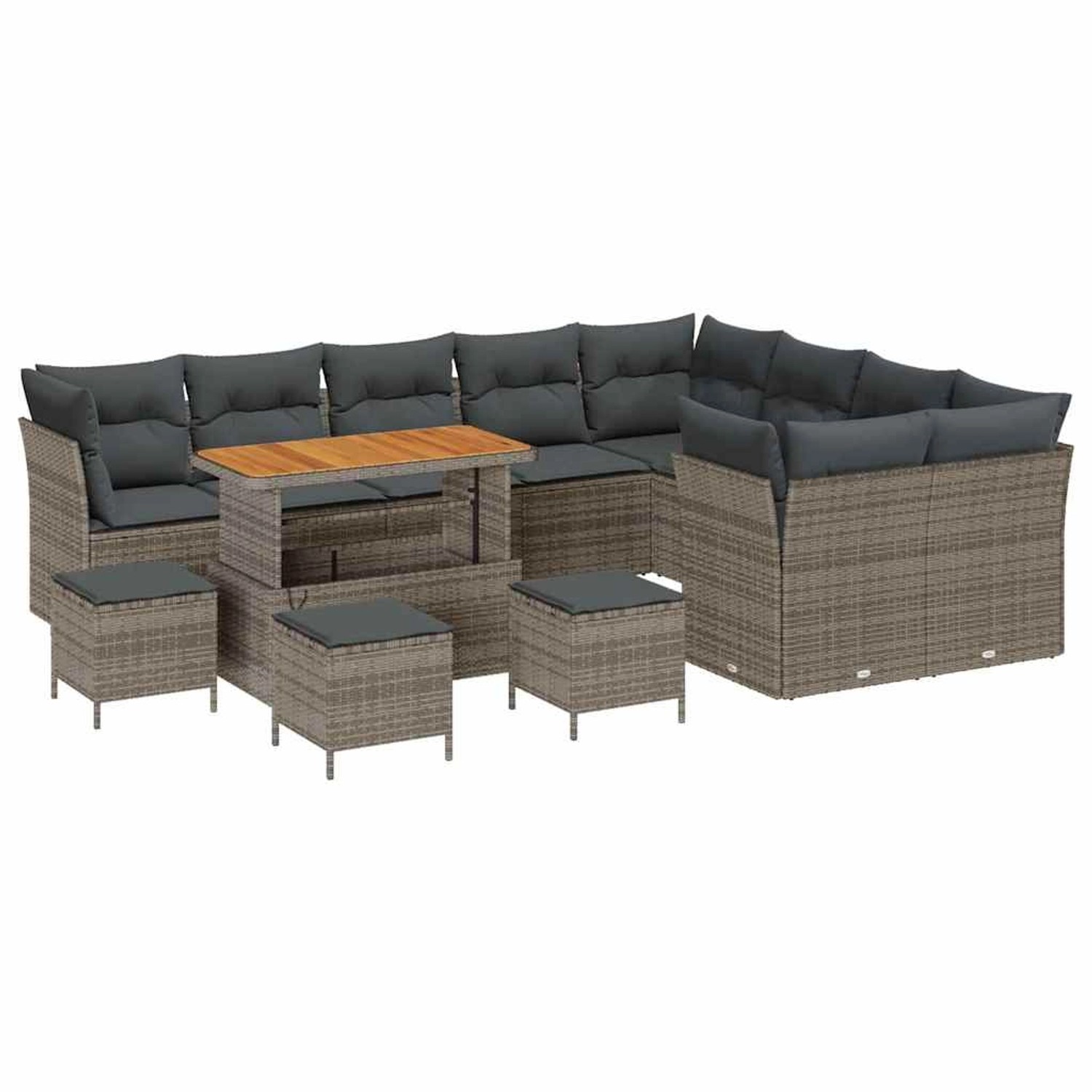 vidaXL Garten-Sofa-Set 13-Tlg Grau Poly Rattan 3361533 günstig online kaufen