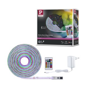 SimpLED RGBIC LED-Streifen Set 10m mit Fernbedienung, Trafo und bunter Lichtanzeige. Paulmann Motion Music LED Strip.