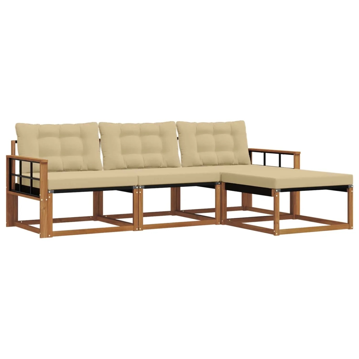 vidaXL Outdoor-Sofagarnitur mit Kissen 4-Tlg Natur und Beige 3369344