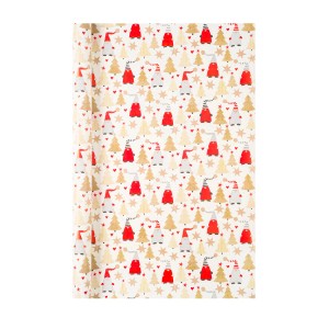 Duni Geschenkpapier Christmas Delight mit Zwergen und Tannenbäumen auf Rolle.