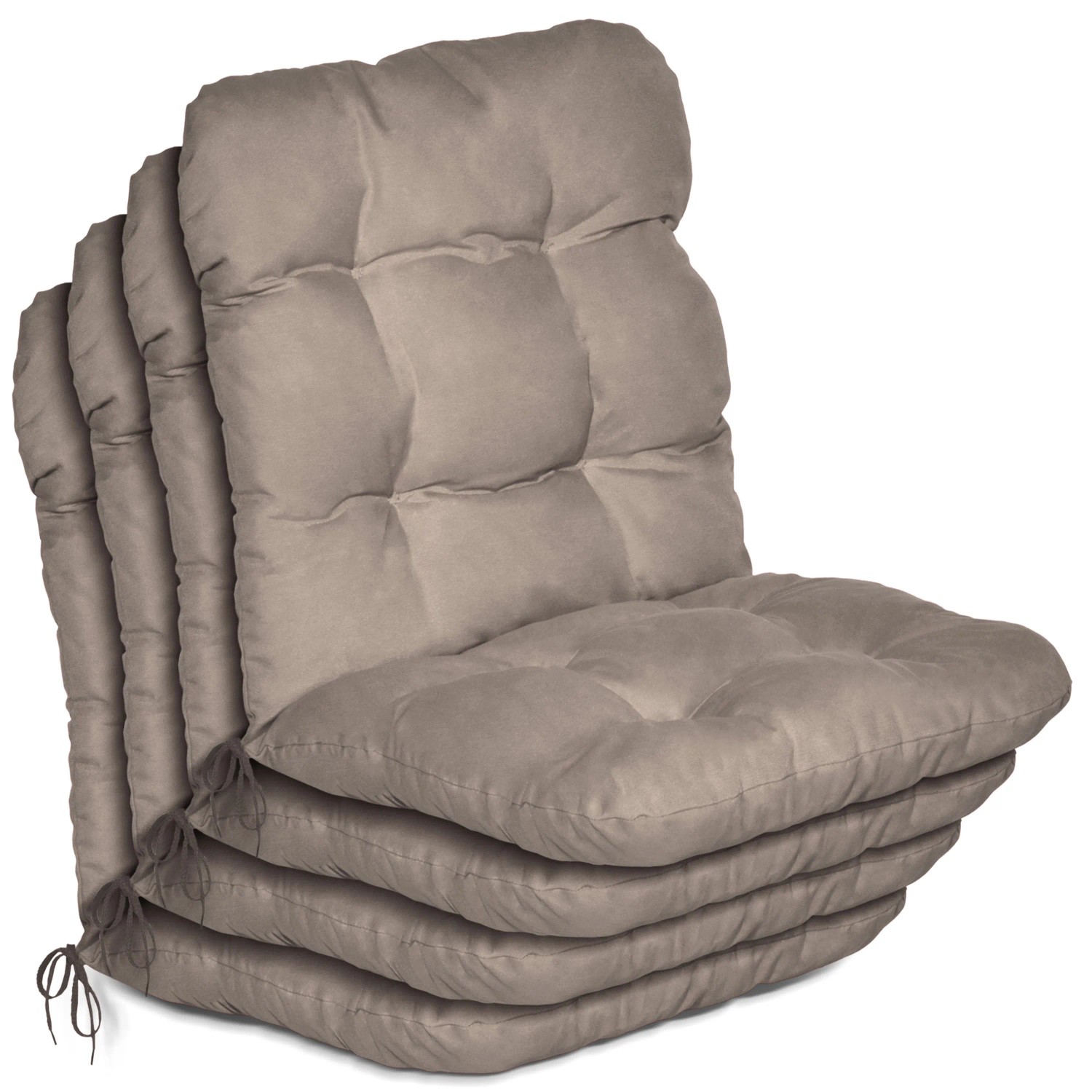 Beautissu 4er Set Niedriglehner Auflagen Set Flair NL 100x50x8cm Taupe