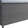 Kissenbox Vermont Deep Water aus Polyrattan, ideal zur Aufbewahrung von Gartenutensilien und Auflagen.