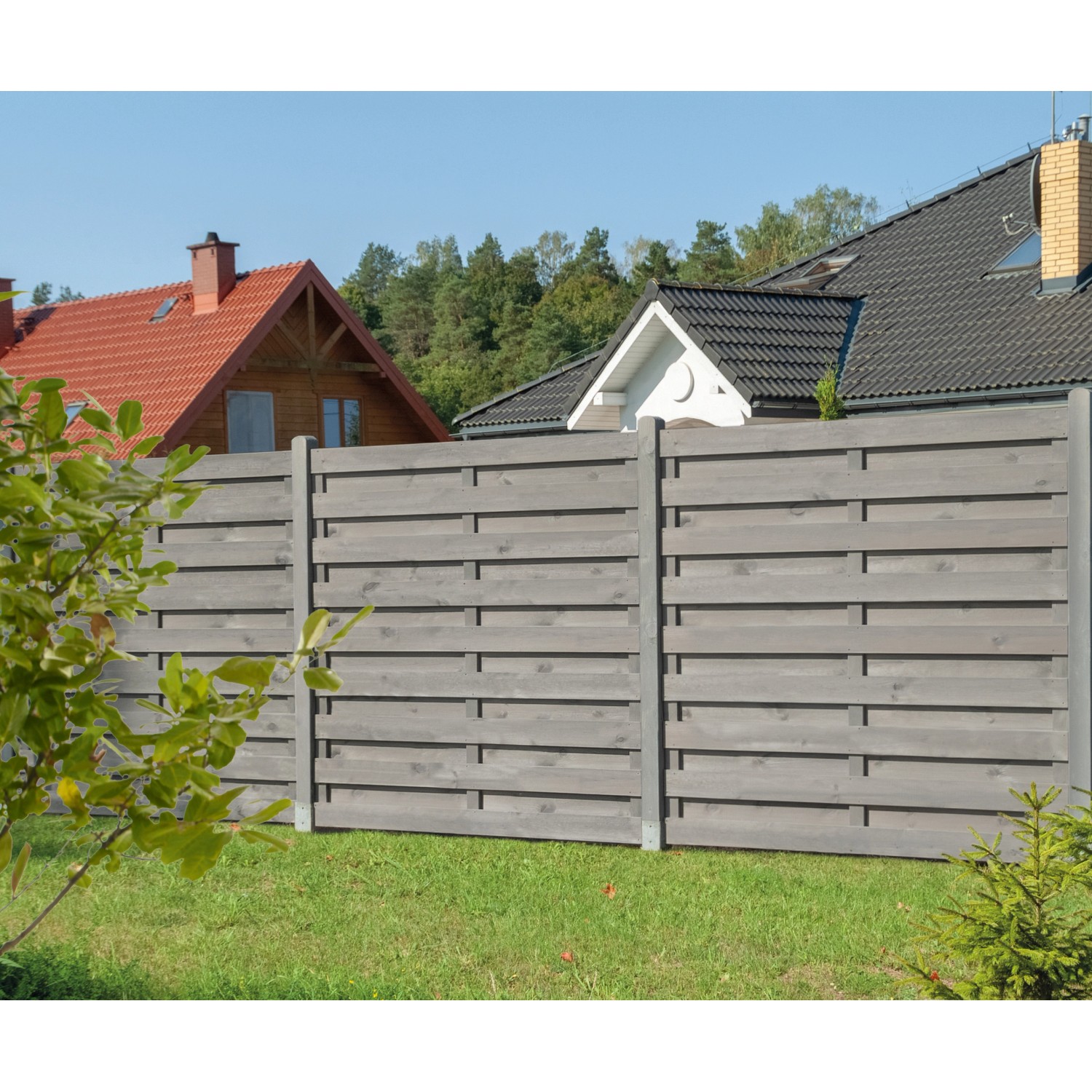 SichtschutzzaunElement Anthrazit gebeizt 180 cm x 180 cm kaufen bei OBI
