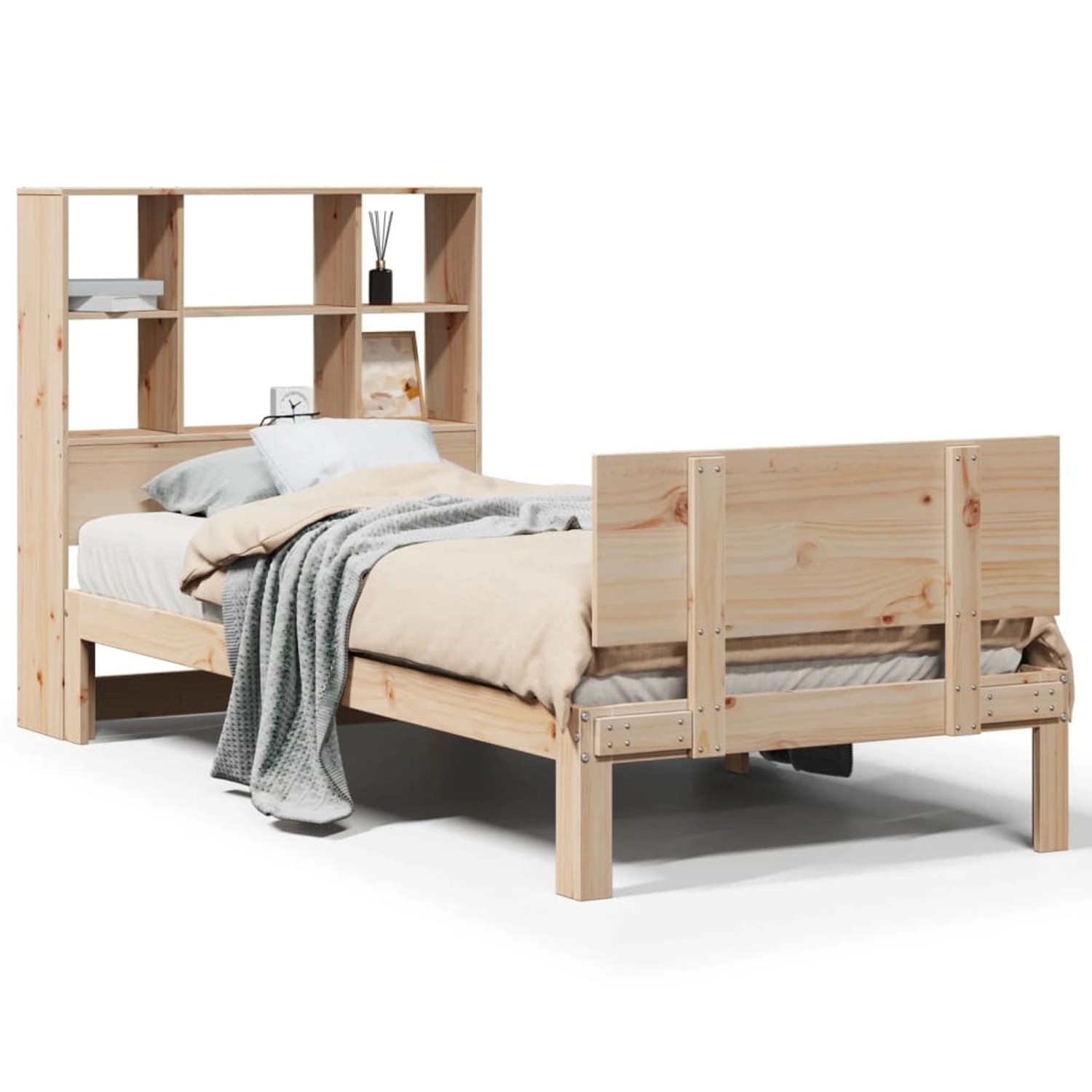 vidaXL Massivholzbett mit Regal ohne Matratze 100x200 cm Kiefer 3322662 günstig online kaufen