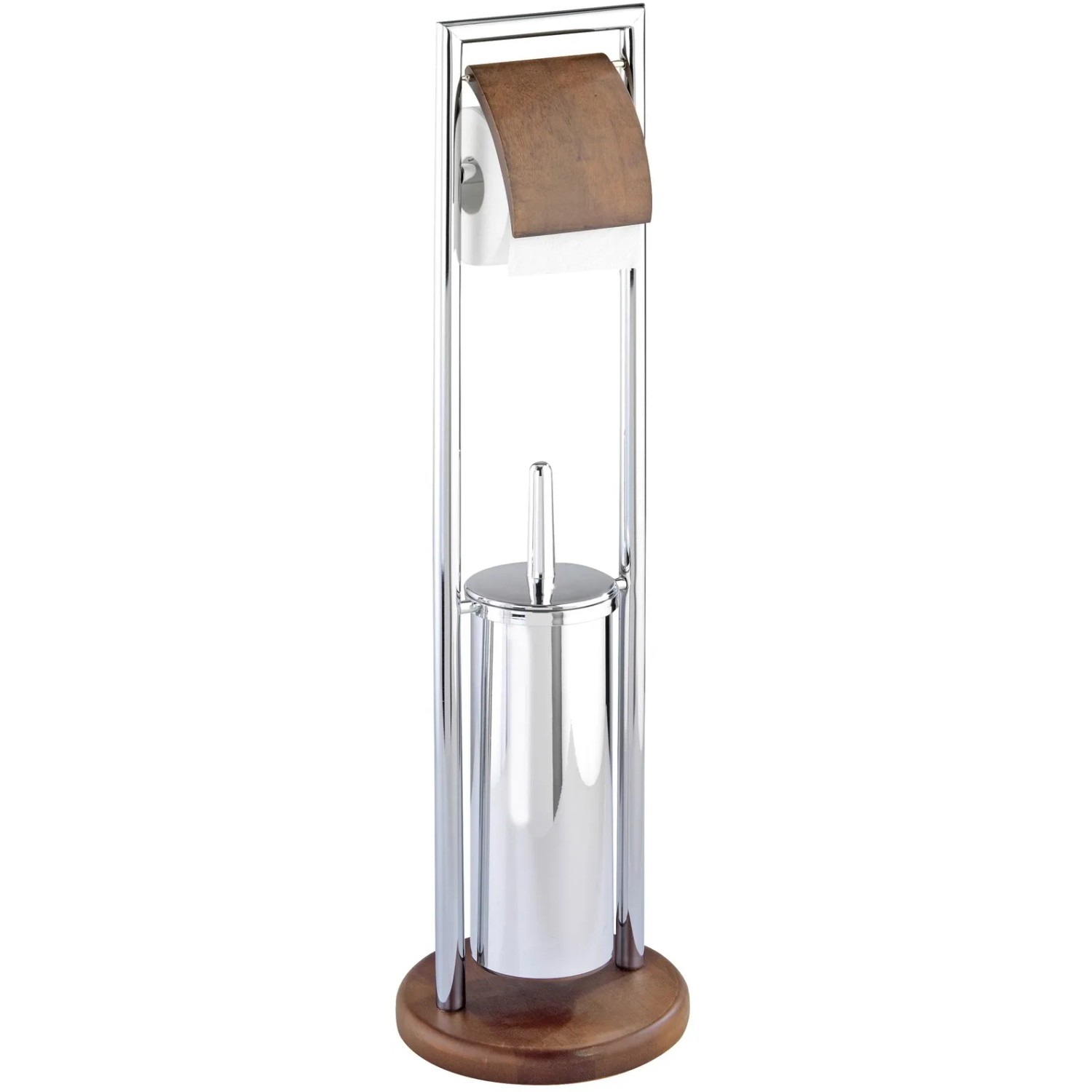 Wenko Stand WC Garnitur Belingo Chrom Walnuss 73 cm x 19 cm x 19 cm