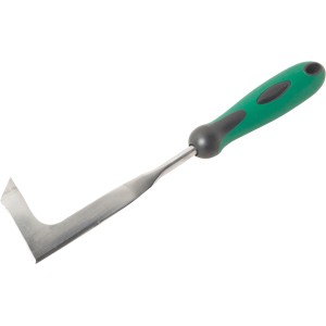 Hand-Fugenkratzer mit Stahlklinge und grün-grauem Griff für die Gartenarbeit.